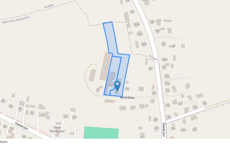 Dom w miejscowości Sędziszów Małopolski, Beskidzka 6 (podkarpackie). Działki numer: 394/1, 394/2. Domy. Beskidzka 6, 39-120, Sędziszów Małopolski, (woj. podkarpackie)