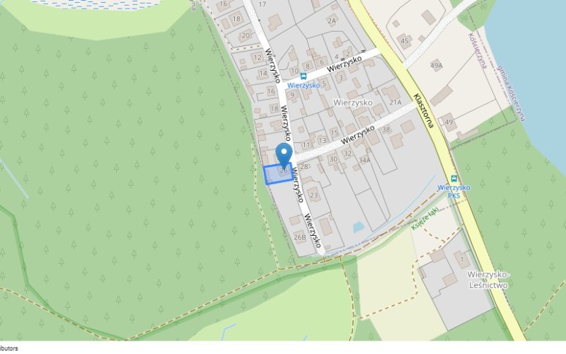 Dom w miejscowości Kościerzyna, Wierzysko 26 (pomorskie). Działka numer: 216. Domy. Wierzysko 26, 83-400, Kościerzyna, (woj. pomorskie)