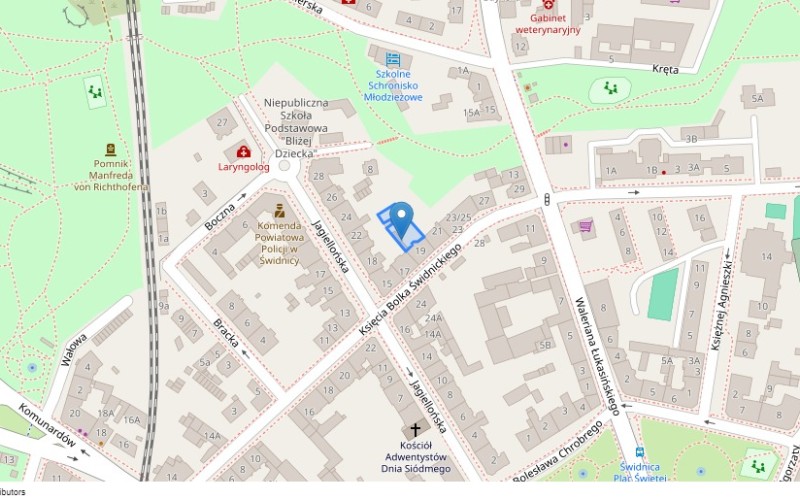 Grunt w miejscowości Świdnica, Księcia Bolka Świdnickiego 19 (dolnośląskie). Działka numer: 604. Działki i grunty. Księcia Bolka Świdnickiego 19, 58-100, Świdnica, (woj. dolnośląskie)