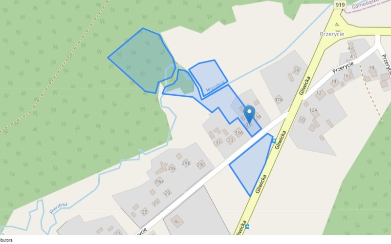 Dom w miejscowości Rudy, Przerycie 35 (śląskie). Działki numer: 389/6, 383, 386, 411/2. Domy. Przerycie 35, 47-430, Rudy, (woj. śląskie)