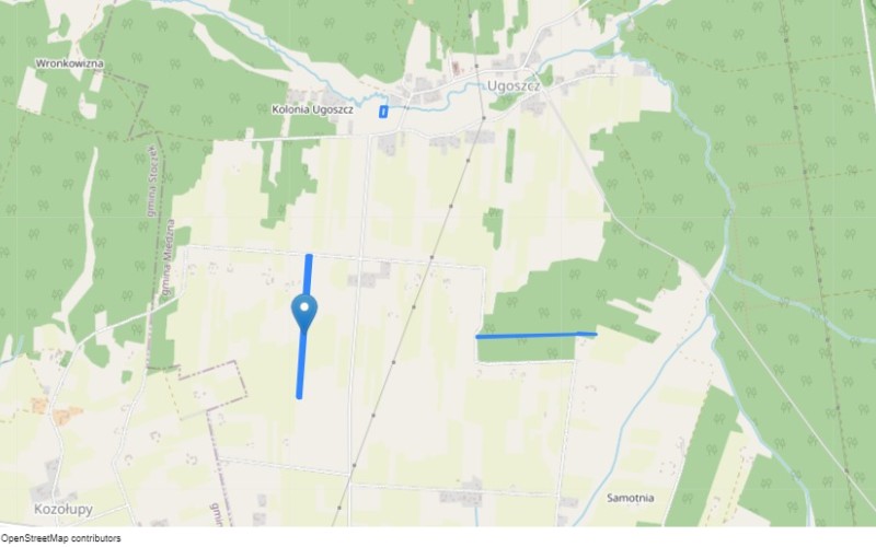 Grunt w miejscowości Ugoszcz, Ugoszcz (mazowieckie). Działki numer: 1030, 923, 219/1, 663, 922. Działki i grunty. Ugoszcz, 07-106, Ugoszcz, (woj. mazowieckie)