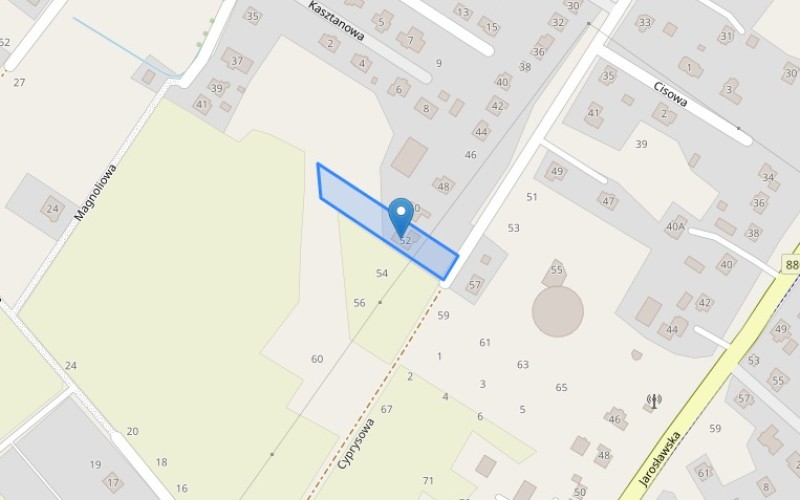 Dom w miejscowości Widna Góra, Cyprysowa 52 (podkarpackie). Działka numer: 27/462. Domy. Cyprysowa 52, 37-500, Widna Góra, (woj. podkarpackie)