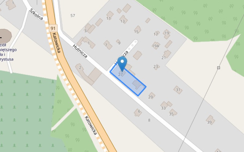 Dom w miejscowości Wrzosowa, Hutnicza 27 (śląskie). Działka numer: 1057/1. Domy. Hutnicza 27, 42-263, Wrzosowa, (woj. śląskie)