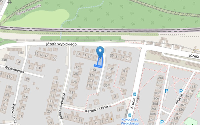 Dom w miejscowości Katowice, Józefa Wybickiego 37 (śląskie). Działki numer: 34/56, 34/65. Domy. Józefa Wybickiego 37, 40-756, Katowice, (woj. śląskie)