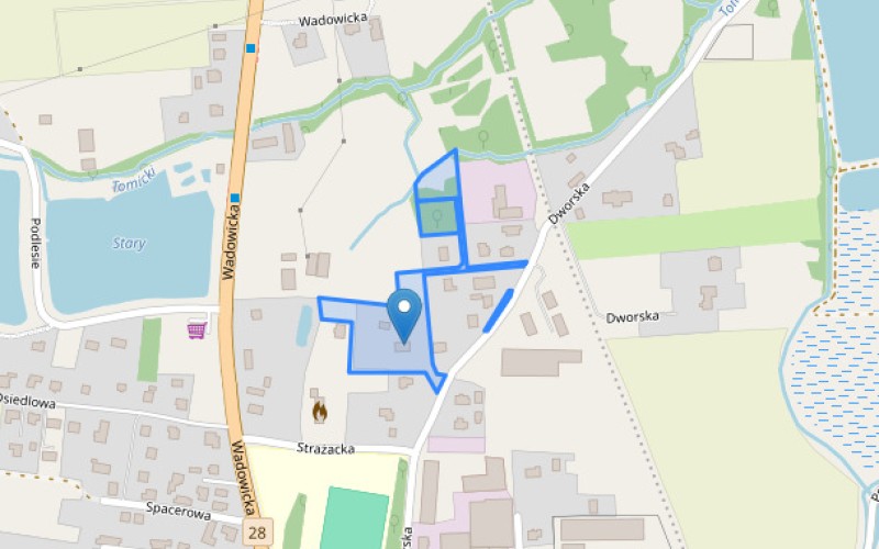Dom w miejscowości Tomice, Dworska 23 (małopolskie). Działki numer: 954/34, 954/29, 954/36, 954/37, 954/4. Domy. Dworska 23, 34-100, Tomice, (woj. małopolskie)