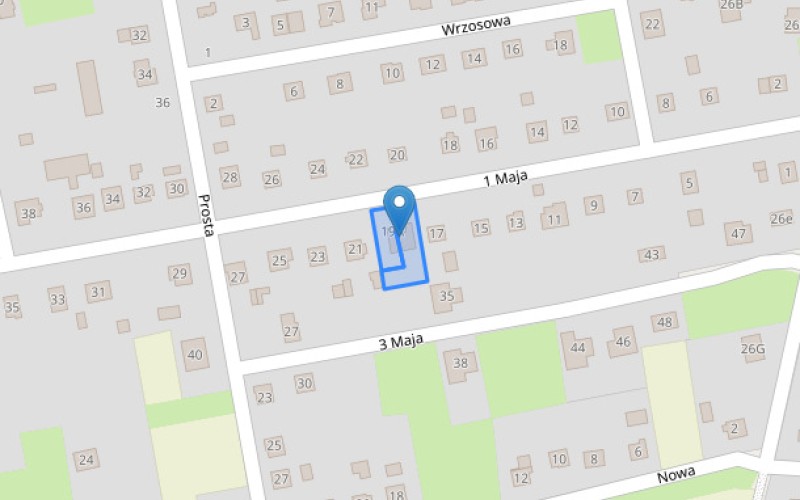 Dom w miejscowości Pawłowice, 1 Maja 19. 19A (śląskie). Działki numer: 2668/120, 2669/120. Domy. 1 Maja 19. 19A, 43-250, Pawłowice, (woj. śląskie)