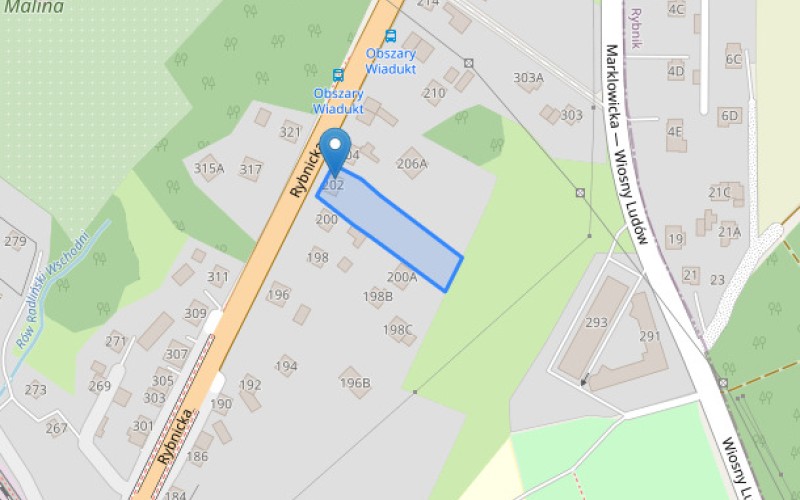 Dom w miejscowości Radlin, Rybnicka 202 (śląskie). Działka numer: 3304/301. Domy. Rybnicka 202, 44-310, Radlin, (woj. śląskie)