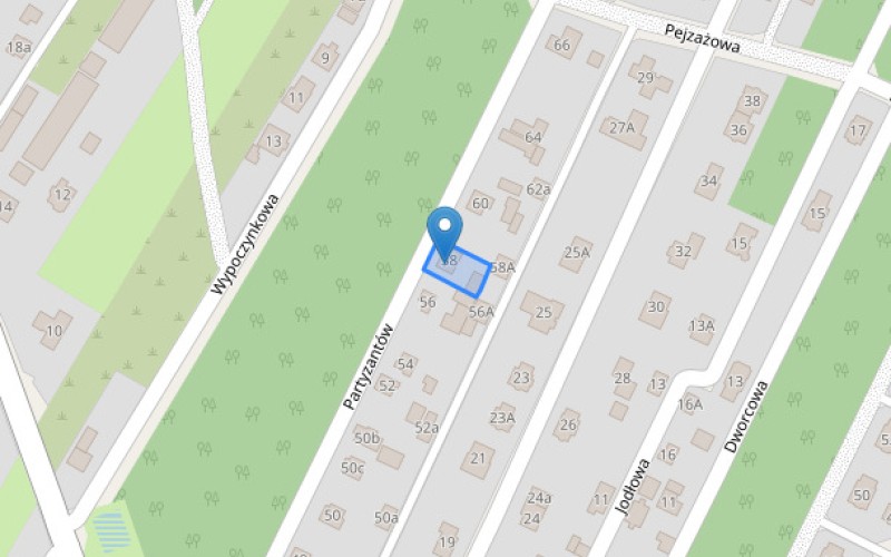 Dom w miejscowości Chotomów, Partyzantów 58 (mazowieckie). Działka numer: 815/19. Domy. Partyzantów 58, 05-123, Chotomów, (woj. mazowieckie)