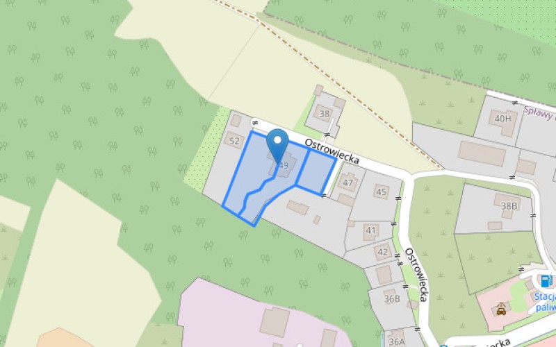 Dom w miejscowości Spławy Pierwsze, Ostrowiecka 49 (lubelskie). Działki numer: 336/9, 336/10, 336/8. Domy. Ostrowiecka 49, 23-200, Spławy Pierwsze, (woj. lubelskie)