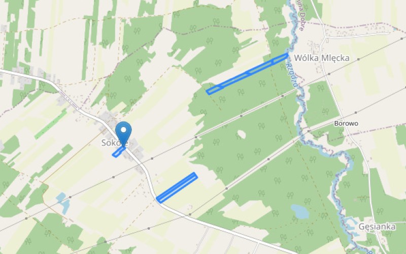 Dom w miejscowości Sokóle, Sokóle 19 (mazowieckie). Działki numer: 93, 83, 334, 254, 63, 207/1, 208/1. Domy. Sokóle 19, 05-304, Sokóle, (woj. mazowieckie)