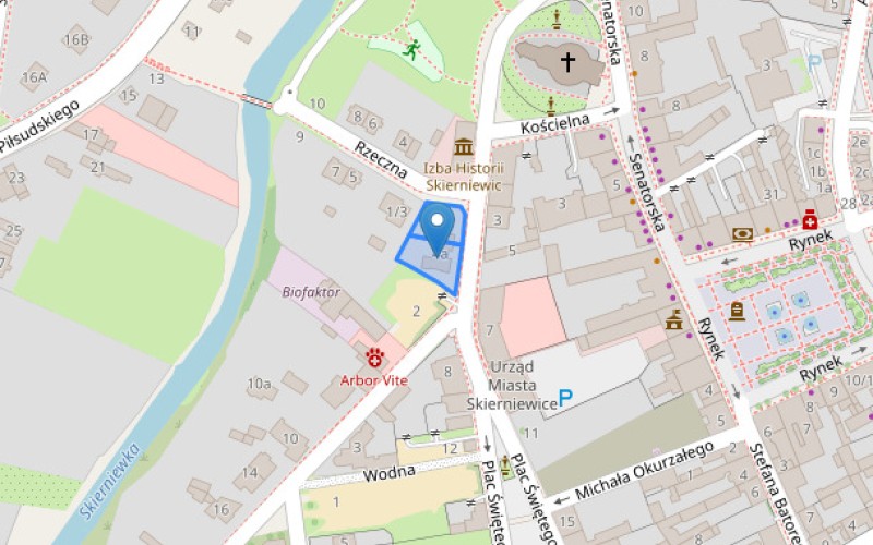 Dom w miejscowości Skierniewice, Plac Świętego Floriana 4A (łódzkie). Działki numer: 177, 178. Domy. Plac Świętego Floriana 4A, 96-100, Skierniewice, (woj. łódzkie)