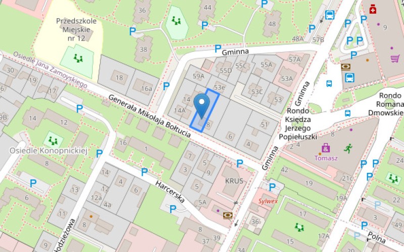 Dom w miejscowości Zamość, Generała Mikołaja Bołtucia 10 (lubelskie). Działka numer: 103. Domy. Generała Mikołaja Bołtucia 10, 22-400, Zamość, (woj. lubelskie)