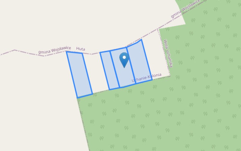 Grunt w miejscowości Uchanie Kolonia, Uchanie Kolonia (lubelskie). Działki numer: 62/1, 65, 64, 63. Działki i grunty. Uchanie Kolonia, 22-510, Uchanie Kolonia, (woj. lubelskie)