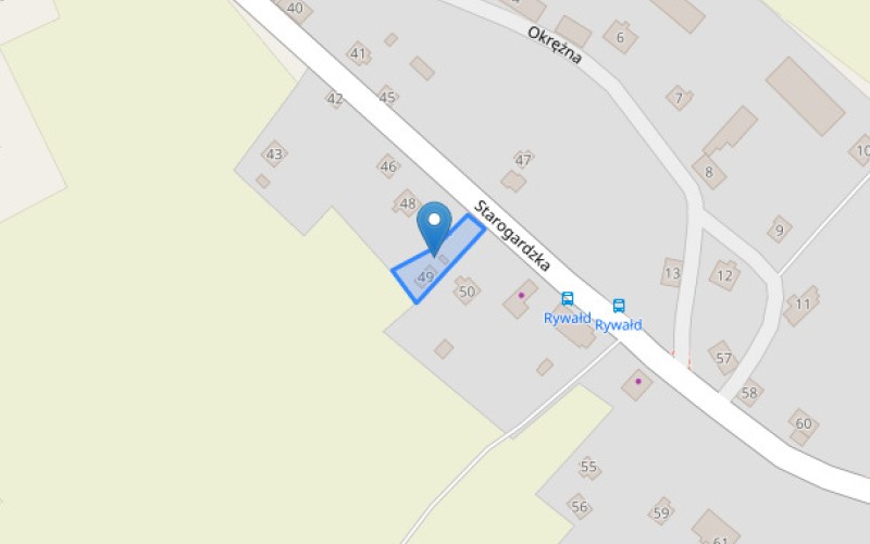 Dom w miejscowości Rywałd, Starogardzka 49 (pomorskie). Działka numer: 65/3. Domy. Starogardzka 49, 83-200, Rywałd, (woj. pomorskie)