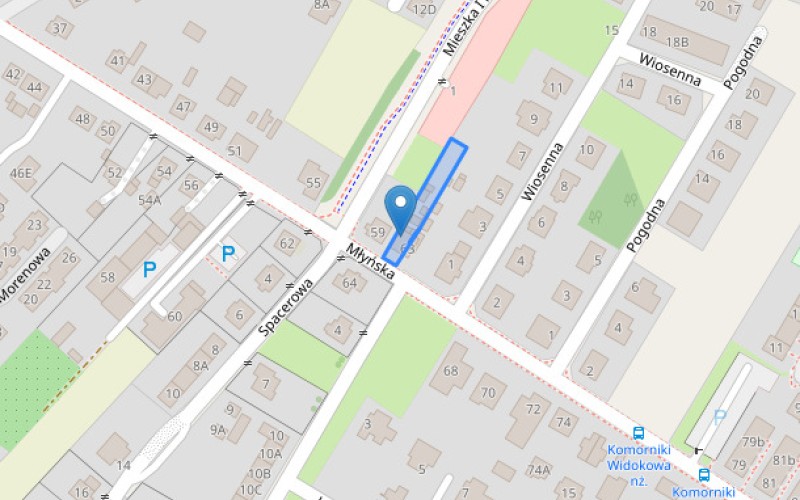 Dom w miejscowości Komorniki, Młyńska 61 (wielkopolskie). Działki numer: 714/12, 714/13. Domy. Młyńska 61, 62-052, Komorniki, (woj. wielkopolskie)