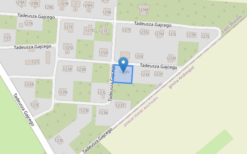 Dom w miejscowości Łódź, Tadeusza Gajcego 123W (łódzkie). Działka numer: 5/21. Domy. Tadeusza Gajcego 123W, 92-610, Łódź, (woj. łódzkie)