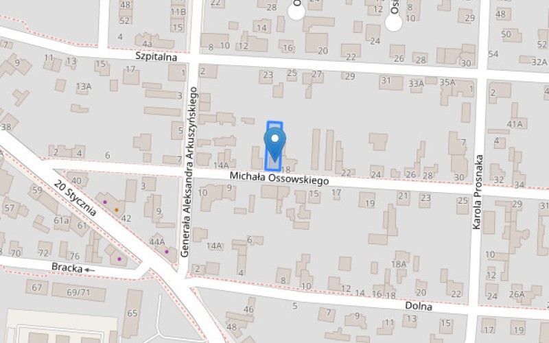 Dom w miejscowości Pabianice, Michała Ossowskiego 16A (łódzkie). Działka numer: 55. Domy. Michała Ossowskiego 16A, 95-200, Pabianice, (woj. łódzkie)